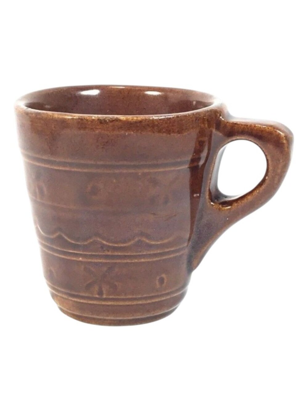 Vintage Marcrest Daisy & Dot MCR2 Coffee Cup / Mug Brown Glaze Pottery